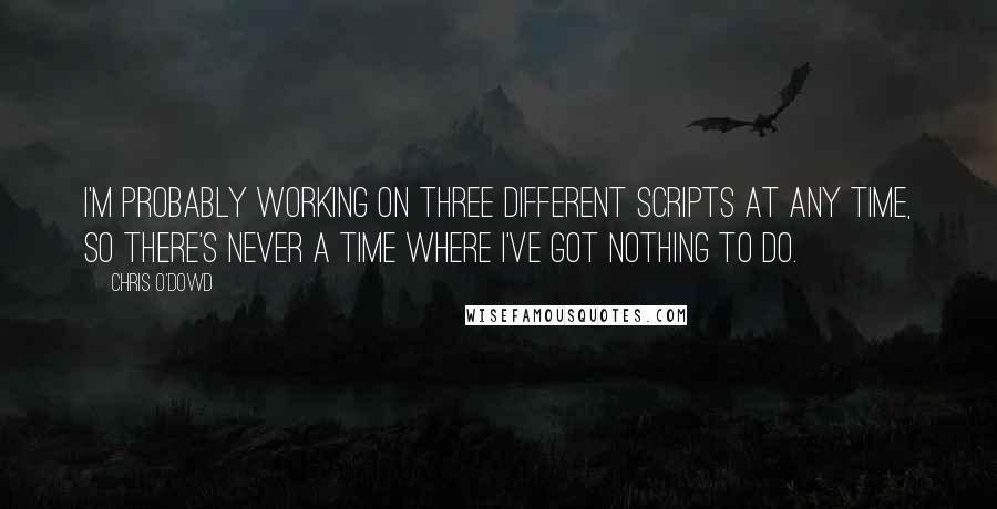 Chris O'Dowd Quotes: I'm probably working on three different scripts at any time, so there's never a time where I've got nothing to do.