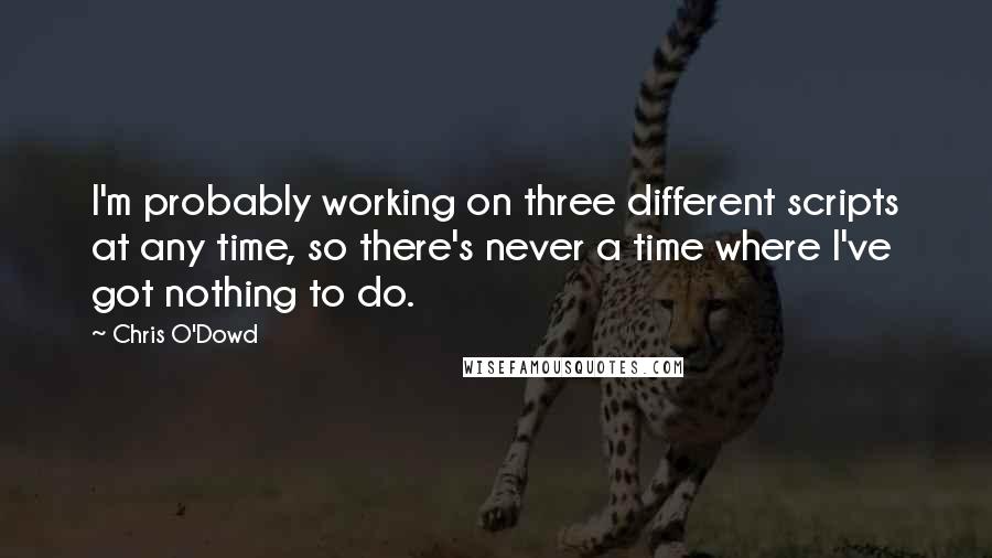 Chris O'Dowd Quotes: I'm probably working on three different scripts at any time, so there's never a time where I've got nothing to do.