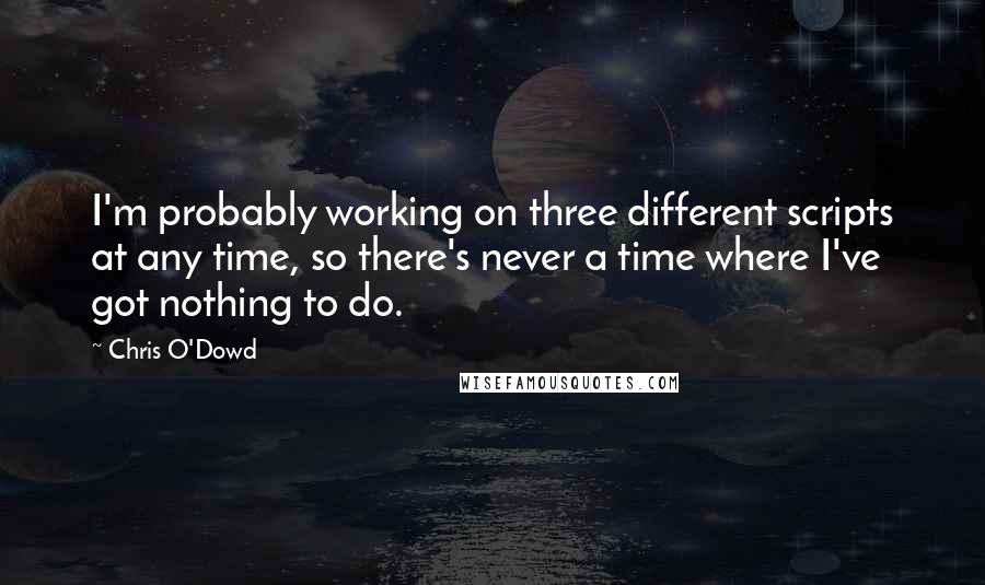 Chris O'Dowd Quotes: I'm probably working on three different scripts at any time, so there's never a time where I've got nothing to do.