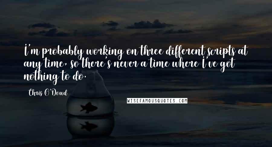 Chris O'Dowd Quotes: I'm probably working on three different scripts at any time, so there's never a time where I've got nothing to do.