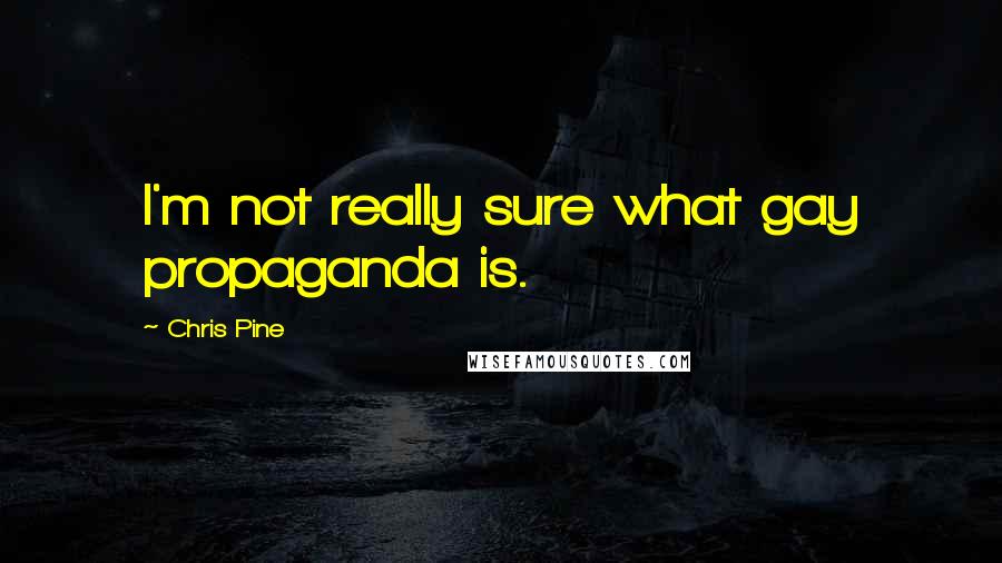 Chris Pine Quotes: I'm not really sure what gay propaganda is.