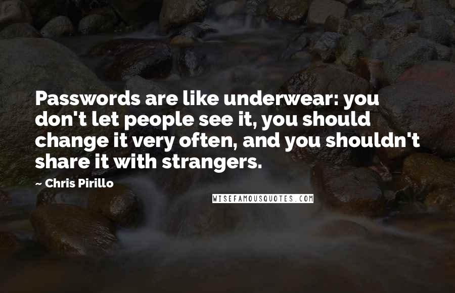 Chris Pirillo Quotes: Passwords are like underwear: you don't let people see it, you should change it very often, and you shouldn't share it with strangers.