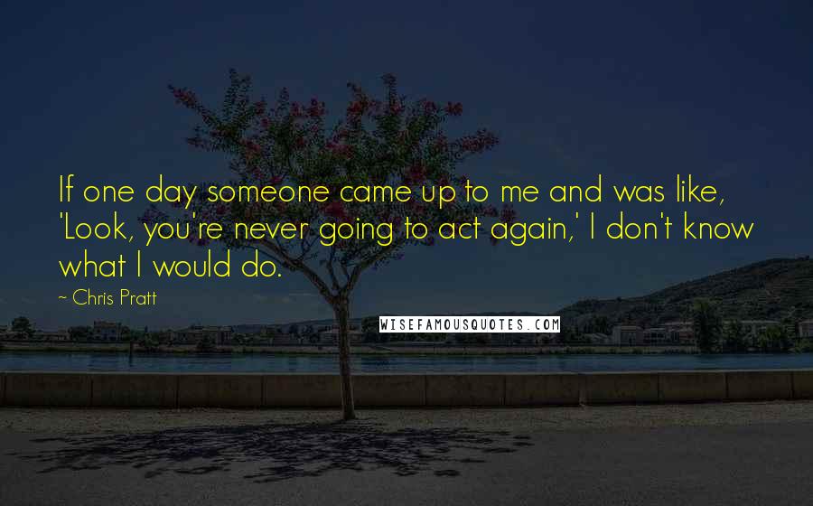 Chris Pratt Quotes: If one day someone came up to me and was like, 'Look, you're never going to act again,' I don't know what I would do.