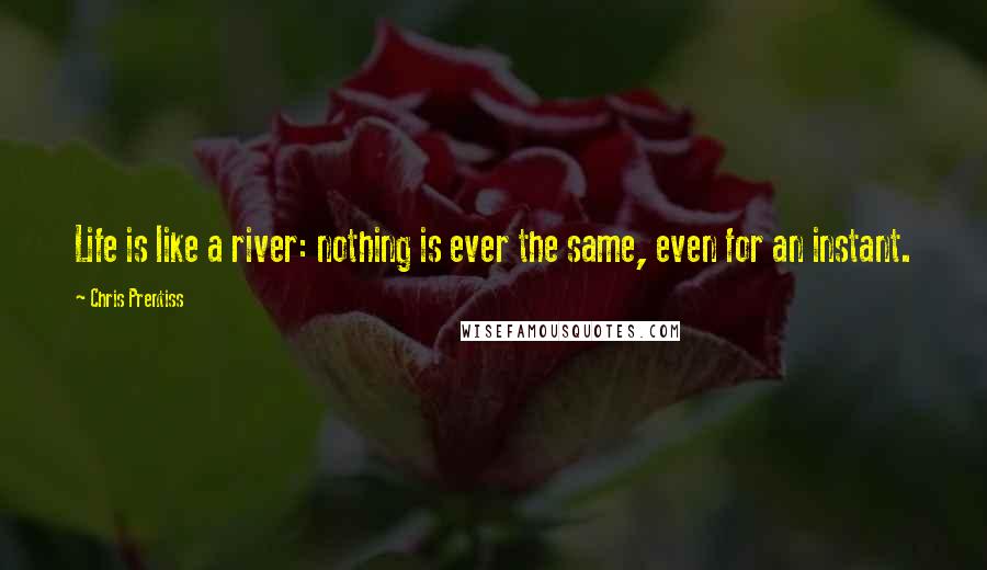 Chris Prentiss Quotes: Life is like a river: nothing is ever the same, even for an instant.