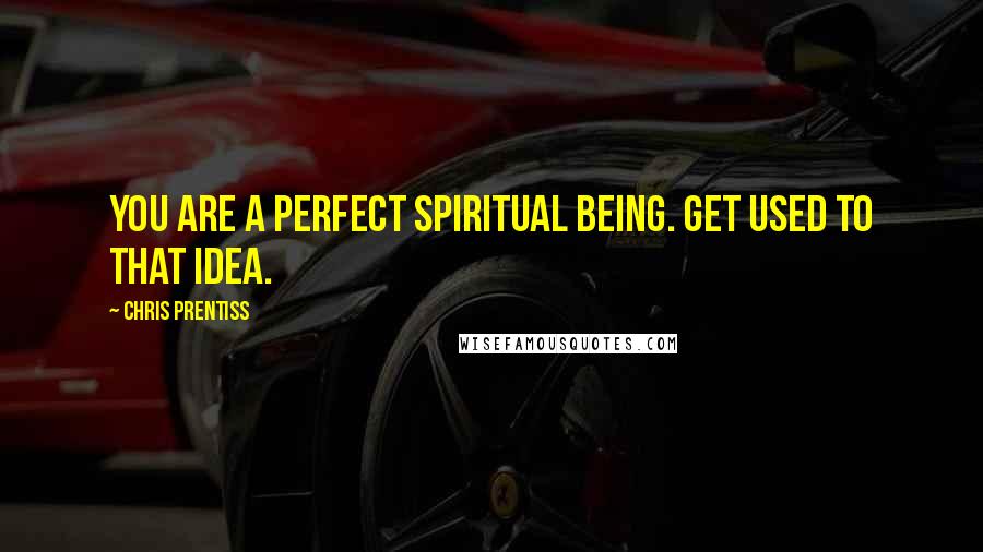 Chris Prentiss Quotes: You are a perfect spiritual being. Get used to that idea.