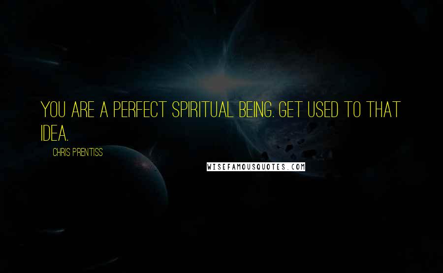 Chris Prentiss Quotes: You are a perfect spiritual being. Get used to that idea.