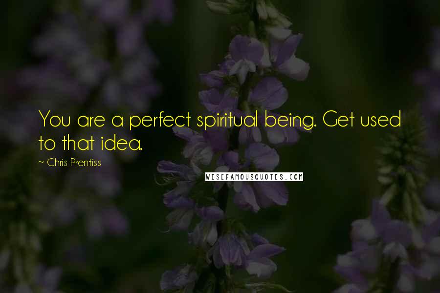 Chris Prentiss Quotes: You are a perfect spiritual being. Get used to that idea.