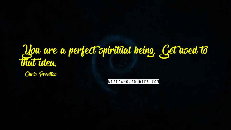 Chris Prentiss Quotes: You are a perfect spiritual being. Get used to that idea.