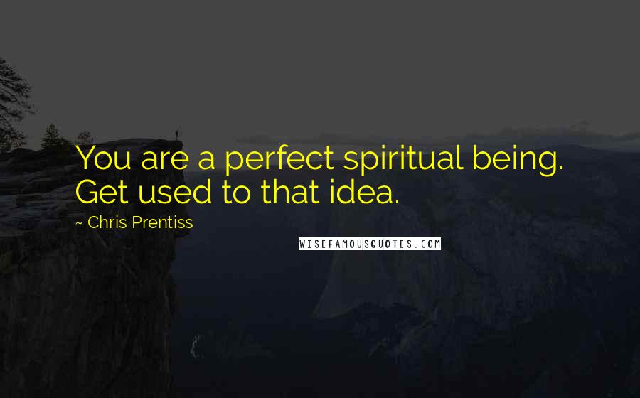 Chris Prentiss Quotes: You are a perfect spiritual being. Get used to that idea.