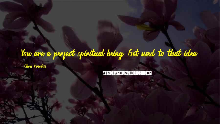 Chris Prentiss Quotes: You are a perfect spiritual being. Get used to that idea.