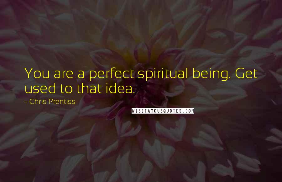 Chris Prentiss Quotes: You are a perfect spiritual being. Get used to that idea.