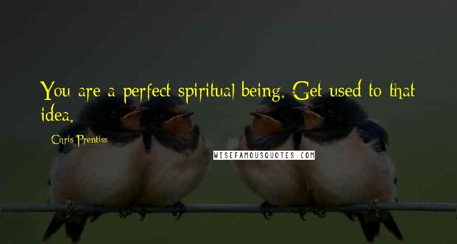 Chris Prentiss Quotes: You are a perfect spiritual being. Get used to that idea.