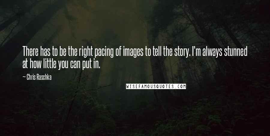 Chris Raschka Quotes: There has to be the right pacing of images to tell the story. I'm always stunned at how little you can put in.
