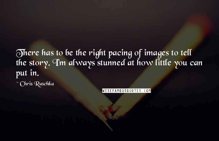 Chris Raschka Quotes: There has to be the right pacing of images to tell the story. I'm always stunned at how little you can put in.