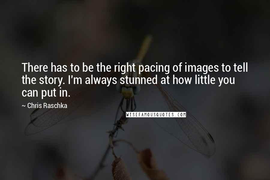 Chris Raschka Quotes: There has to be the right pacing of images to tell the story. I'm always stunned at how little you can put in.