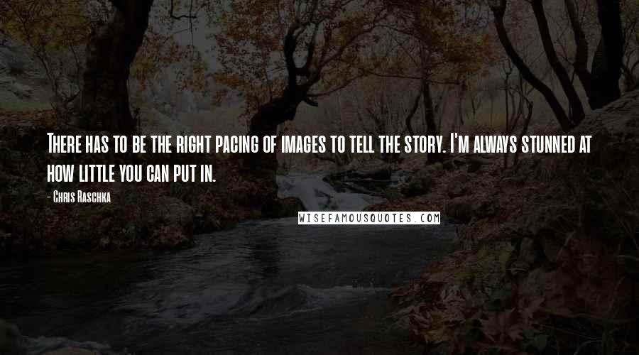 Chris Raschka Quotes: There has to be the right pacing of images to tell the story. I'm always stunned at how little you can put in.