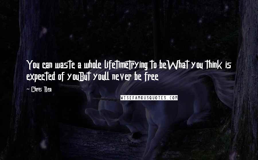 Chris Rea Quotes: You can waste a whole lifetimeTrying to beWhat you think is expected of youBut youll never be free