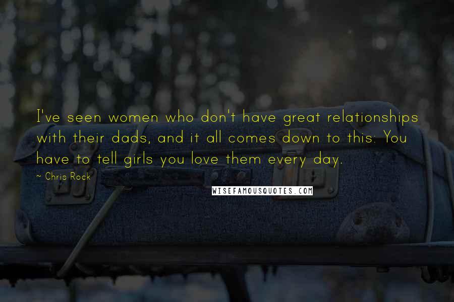 Chris Rock Quotes: I've seen women who don't have great relationships with their dads, and it all comes down to this: You have to tell girls you love them every day.