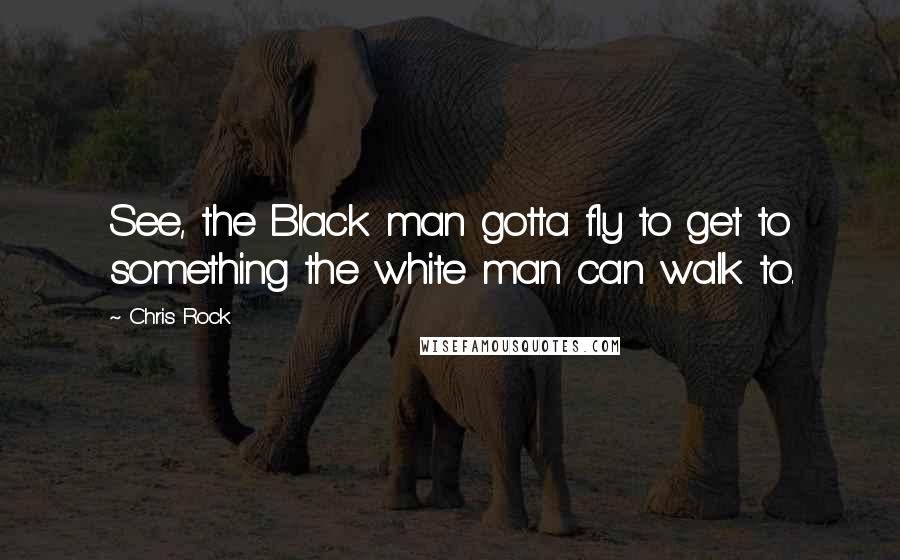 Chris Rock Quotes: See, the Black man gotta fly to get to something the white man can walk to.