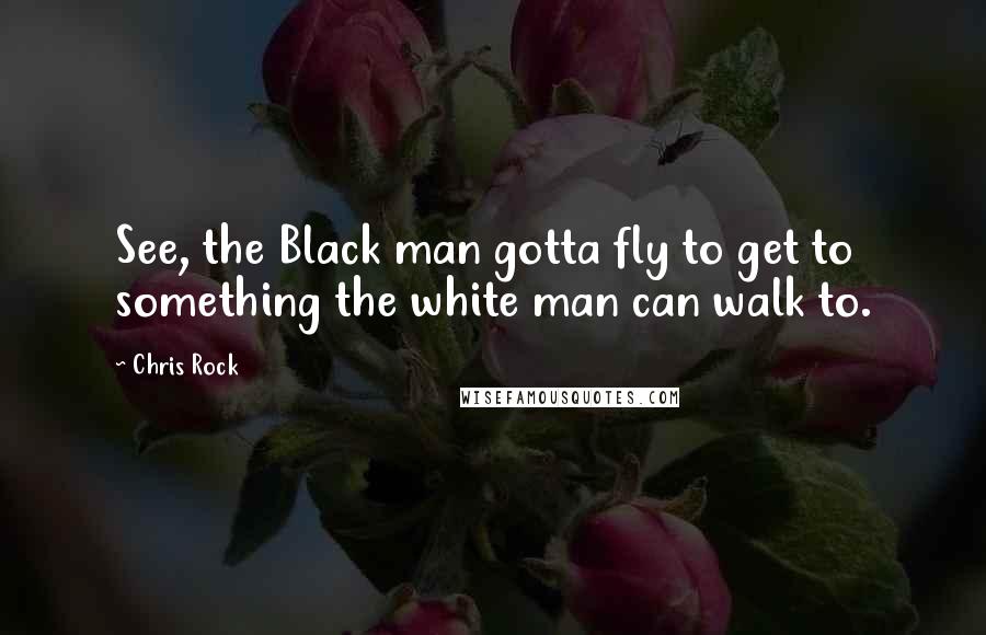 Chris Rock Quotes: See, the Black man gotta fly to get to something the white man can walk to.