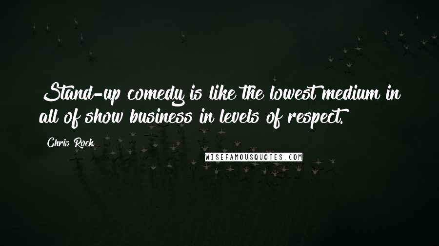 Chris Rock Quotes: Stand-up comedy is like the lowest medium in all of show business in levels of respect.