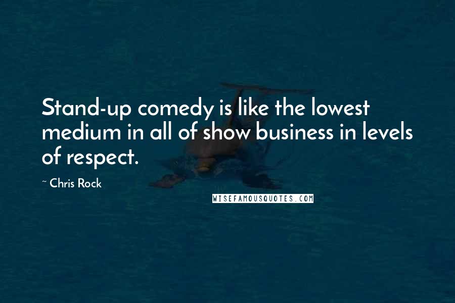 Chris Rock Quotes: Stand-up comedy is like the lowest medium in all of show business in levels of respect.