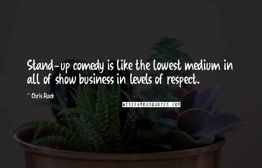 Chris Rock Quotes: Stand-up comedy is like the lowest medium in all of show business in levels of respect.