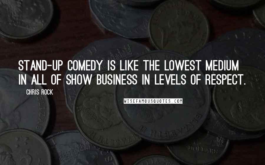 Chris Rock Quotes: Stand-up comedy is like the lowest medium in all of show business in levels of respect.