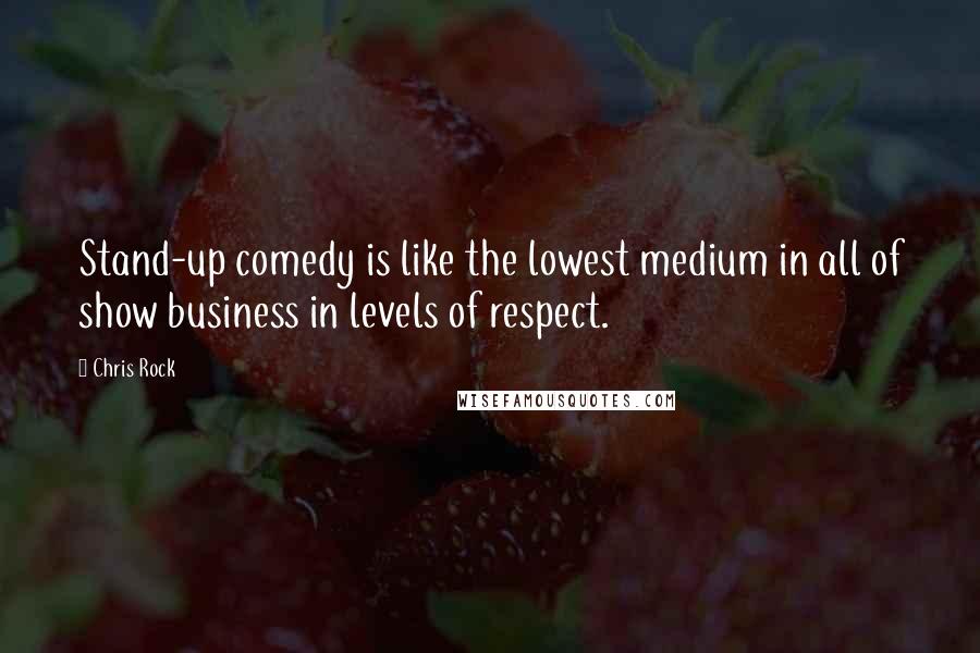 Chris Rock Quotes: Stand-up comedy is like the lowest medium in all of show business in levels of respect.