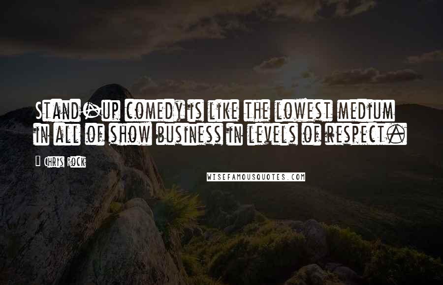 Chris Rock Quotes: Stand-up comedy is like the lowest medium in all of show business in levels of respect.