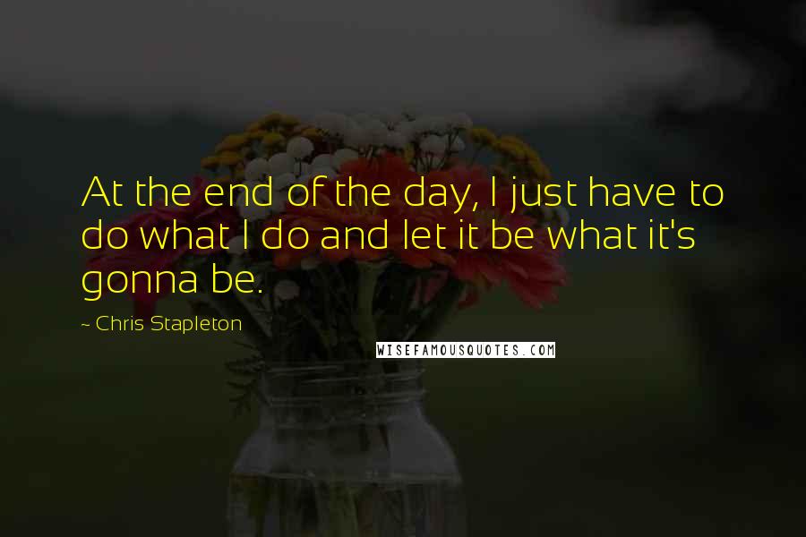 Chris Stapleton Quotes: At the end of the day, I just have to do what I do and let it be what it's gonna be.
