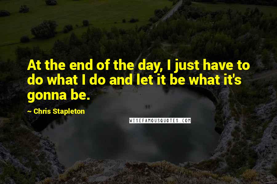 Chris Stapleton Quotes: At the end of the day, I just have to do what I do and let it be what it's gonna be.