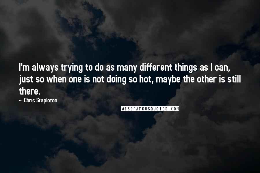 Chris Stapleton Quotes: I'm always trying to do as many different things as I can, just so when one is not doing so hot, maybe the other is still there.