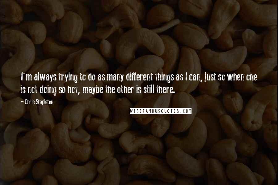 Chris Stapleton Quotes: I'm always trying to do as many different things as I can, just so when one is not doing so hot, maybe the other is still there.