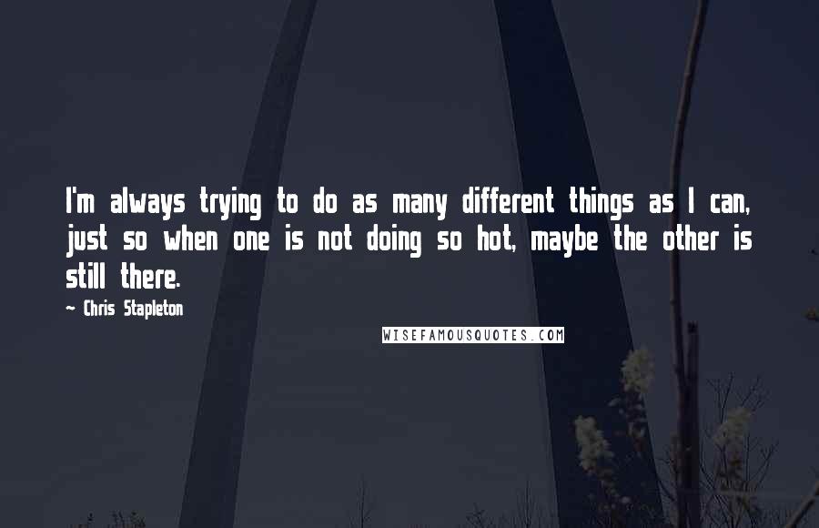 Chris Stapleton Quotes: I'm always trying to do as many different things as I can, just so when one is not doing so hot, maybe the other is still there.