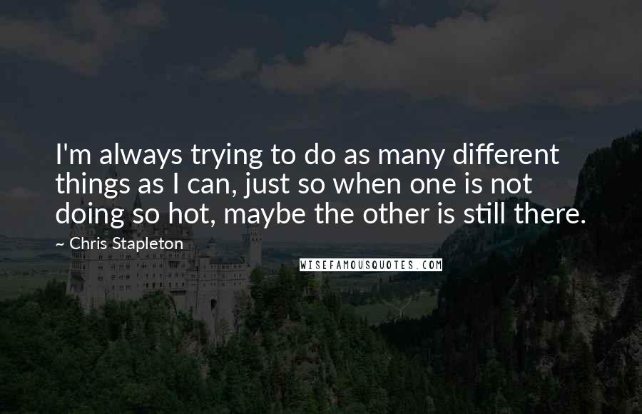 Chris Stapleton Quotes: I'm always trying to do as many different things as I can, just so when one is not doing so hot, maybe the other is still there.