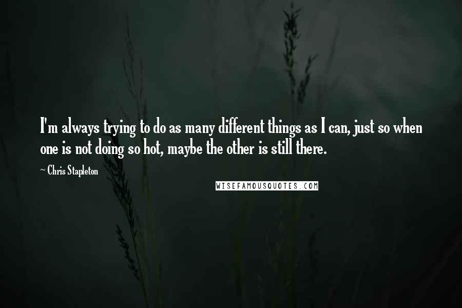 Chris Stapleton Quotes: I'm always trying to do as many different things as I can, just so when one is not doing so hot, maybe the other is still there.