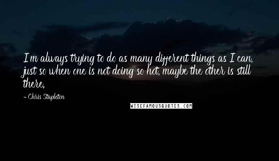 Chris Stapleton Quotes: I'm always trying to do as many different things as I can, just so when one is not doing so hot, maybe the other is still there.