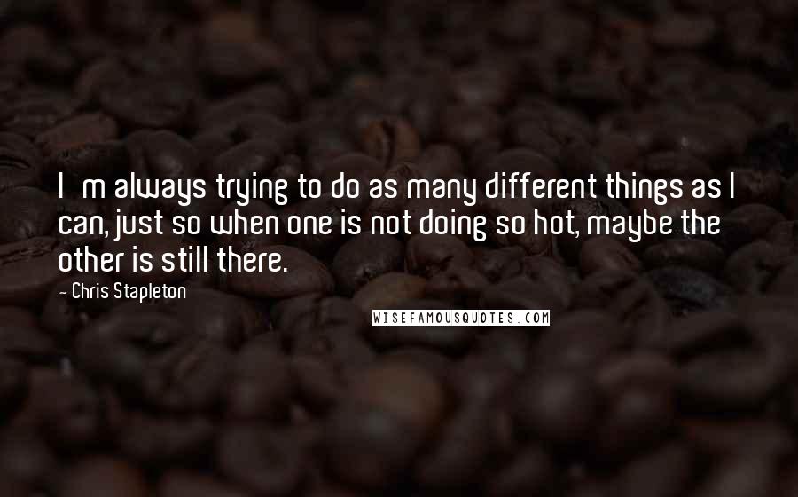 Chris Stapleton Quotes: I'm always trying to do as many different things as I can, just so when one is not doing so hot, maybe the other is still there.