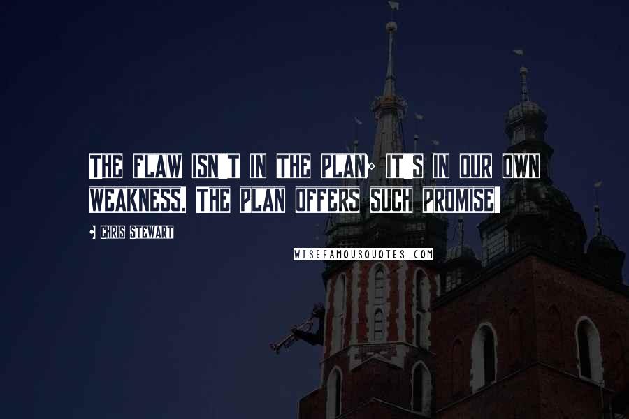 Chris Stewart Quotes: The flaw isn't in the plan; it's in our own weakness. The plan offers such promise!