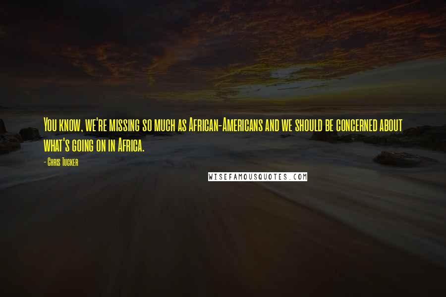 Chris Tucker Quotes: You know, we're missing so much as African-Americans and we should be concerned about what's going on in Africa.