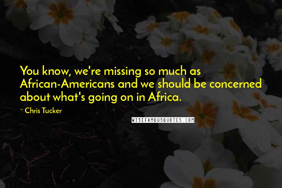 Chris Tucker Quotes: You know, we're missing so much as African-Americans and we should be concerned about what's going on in Africa.