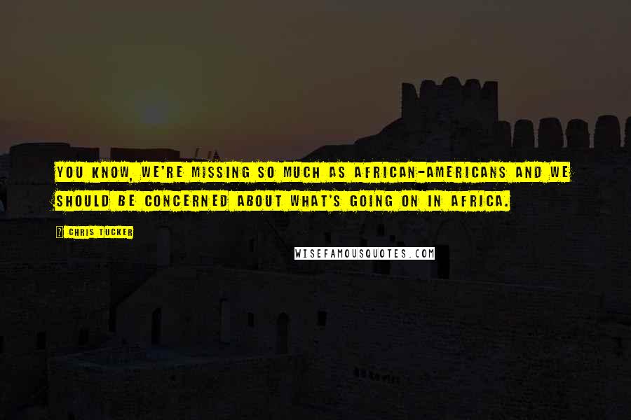 Chris Tucker Quotes: You know, we're missing so much as African-Americans and we should be concerned about what's going on in Africa.
