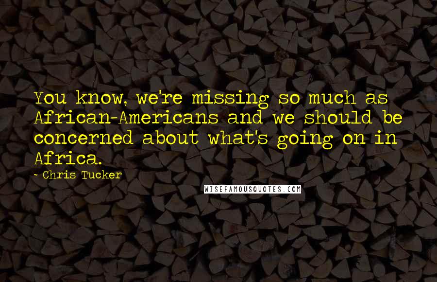 Chris Tucker Quotes: You know, we're missing so much as African-Americans and we should be concerned about what's going on in Africa.