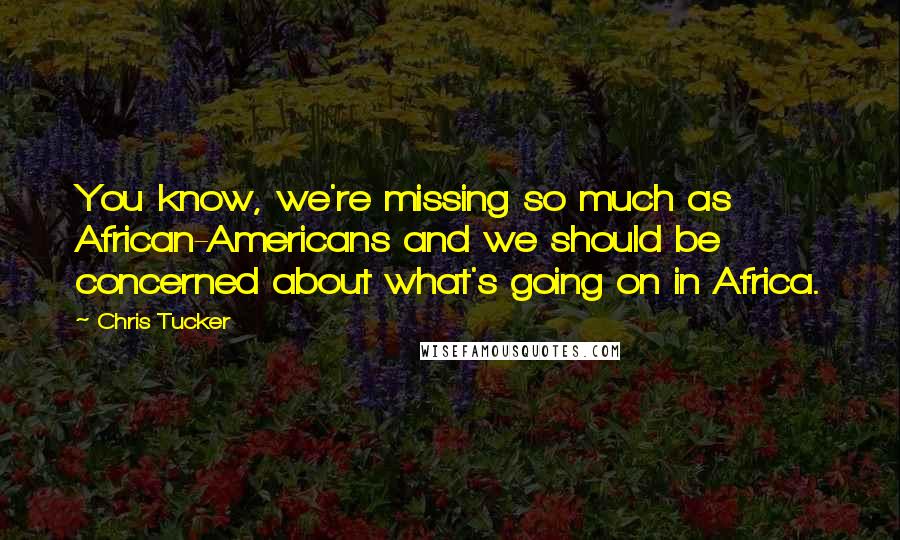 Chris Tucker Quotes: You know, we're missing so much as African-Americans and we should be concerned about what's going on in Africa.