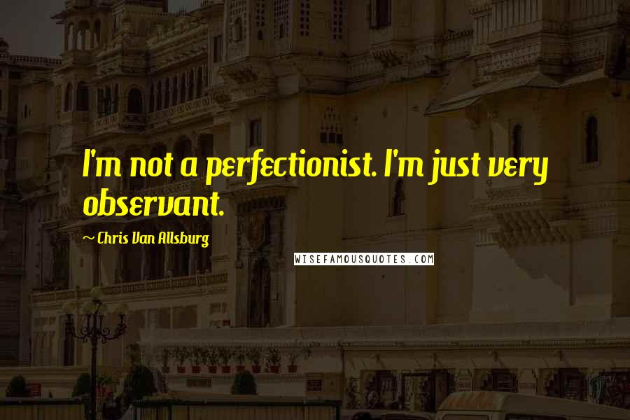Chris Van Allsburg Quotes: I'm not a perfectionist. I'm just very observant.