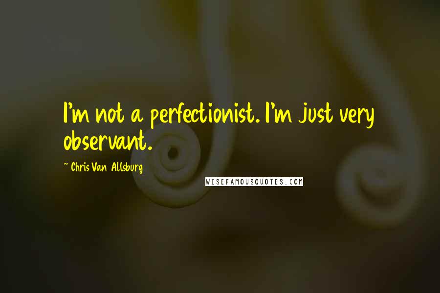 Chris Van Allsburg Quotes: I'm not a perfectionist. I'm just very observant.