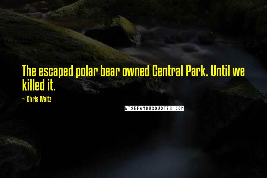 Chris Weitz Quotes: The escaped polar bear owned Central Park. Until we killed it.