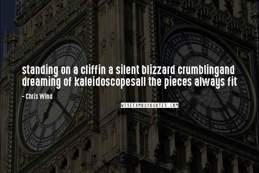 Chris Wind Quotes: standing on a cliffin a silent blizzard crumblingand dreaming of kaleidoscopesall the pieces always fit