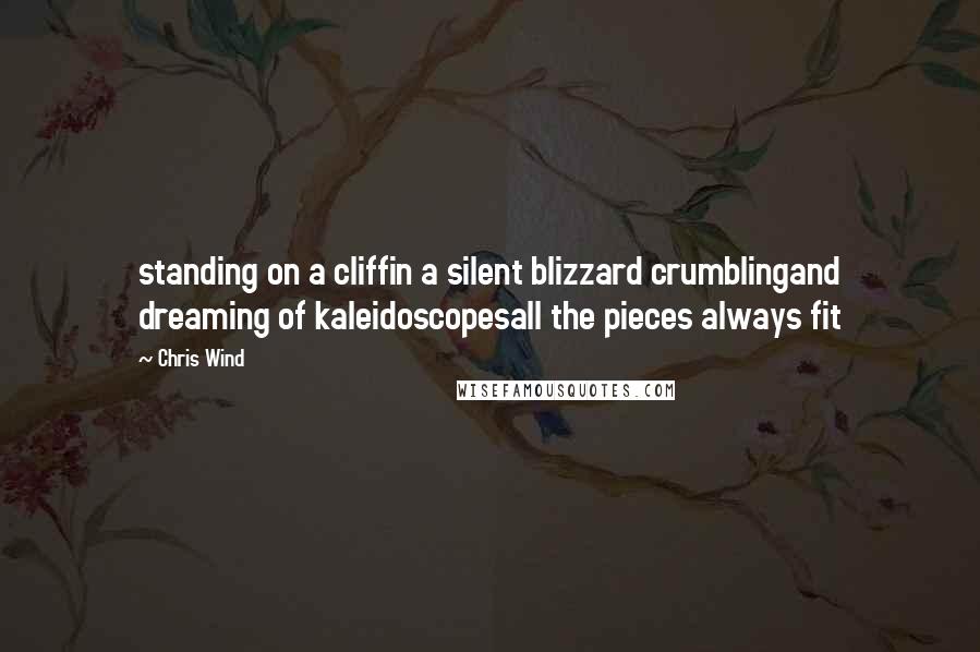 Chris Wind Quotes: standing on a cliffin a silent blizzard crumblingand dreaming of kaleidoscopesall the pieces always fit